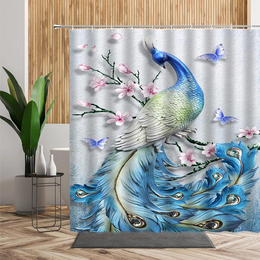 Занавеска для душа с изображением павлина Феникс летающий журавль благоприятные