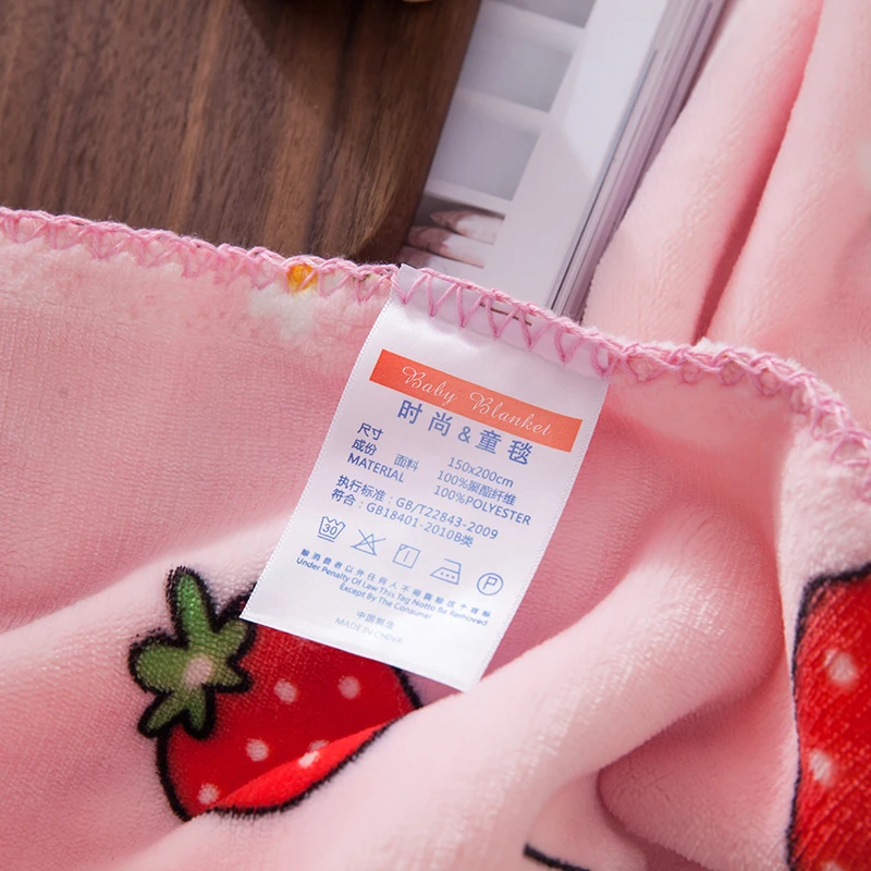 Strawberry blankets fashion twin girls Throw Flannel blanket on Bed/car/sofa cartoon kids rugs fruits double | Дом и сад