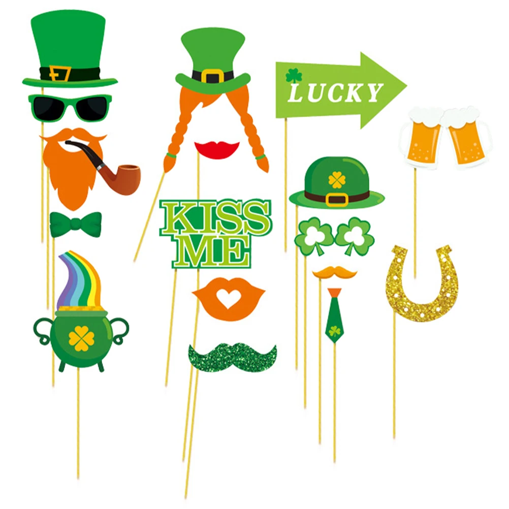 18 шт St. День Святого Патрика Реквизит для фотографий забавные трилистник студийной Фотокабины мужчин женщин