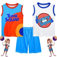 space jam2 basketball lbj jersey tune squad embroidery10 cos costume basketball t shirt shorts uniform white rabbit