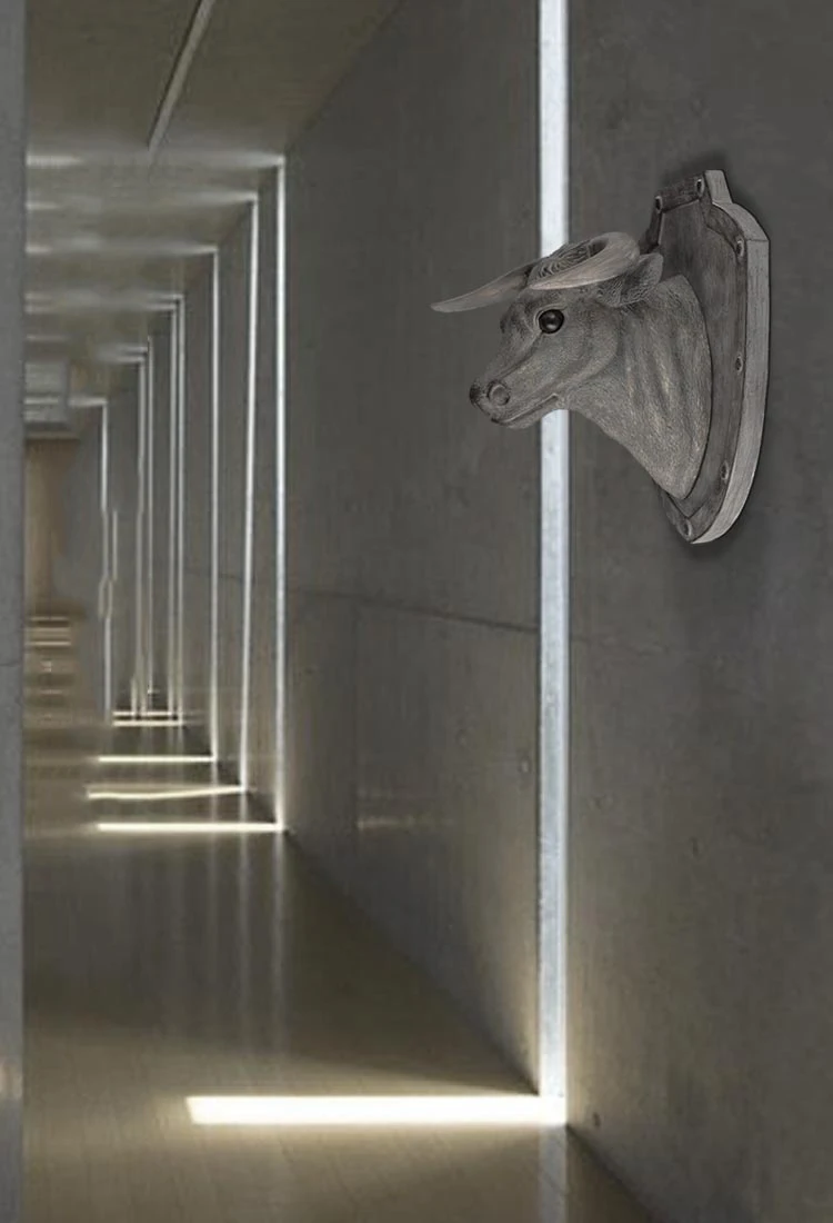 Американский Ретро Олень овца носорог лошадь Стерео голова животного настенный