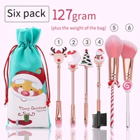 3 types candy christmas makeup brush set elk cute portable mini makeup brush kit with bag