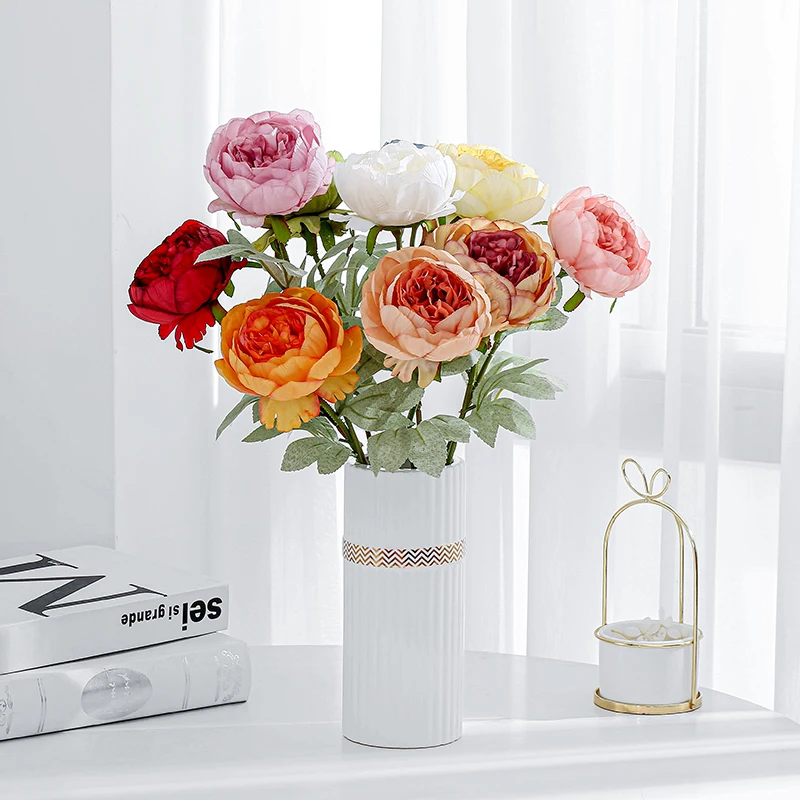 

Artificial Flowers Peony Branch Home Wedding Decor Autumn Silk Plastic Flower High Quality Fake Flower Party Room Decoration