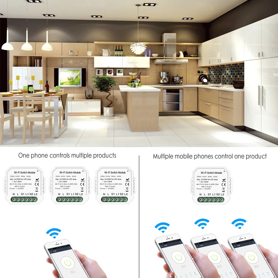 2 банды способ Wifi дистанционный переключатель освещения Diy выключатель модуль Smart