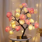 Светодиодный ночсветильник в виде розы, прикроватная Настольная лампа с USB-разъемом, сказочное украшение для спальни, ночник для дома, Рождества, свадьбы, вечеринки