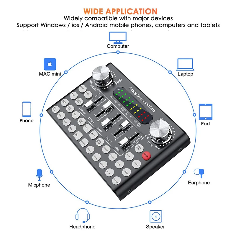 Новинка V8/V8s Bluetooth аудио USB гарнитура микрофон прямая трансляция звуковая карта 4