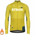 Зимняя Теплая Флисовая веломайка STRAVA 2022 с длинным рукавом, велосипедная горная велосипедная одежда Ropa Ciclismo для велосипеда