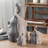 modern matt ceramic twin elephant accessories home livingroom desktop figurines decoration bookcase store table sculpture crafts