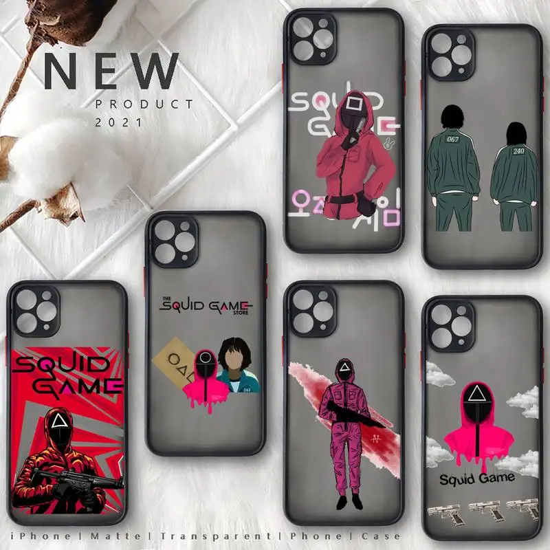 

squid game Phone Case For iphone 12 11 8 7 plus mini x xs xr pro max matte transparent cover