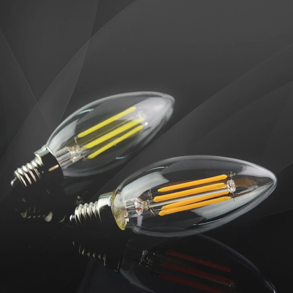 

LED E17 Filament Bulb Vintage E17 Candle Light 2W 4W 6W AC 110V 220V Dimmable C35 Light Bulb Home Chandelier Pendant Led Lamp