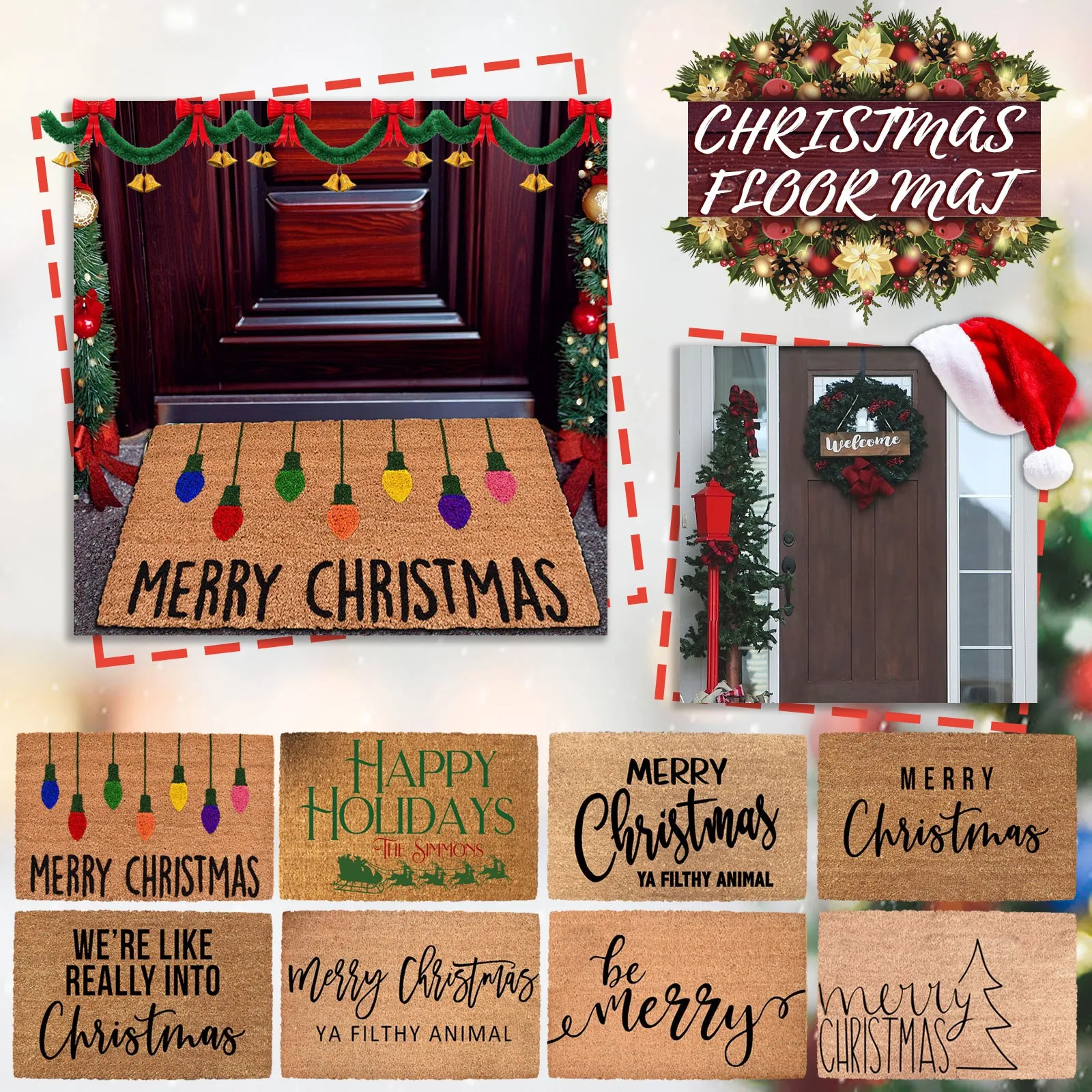 

Christmas Doormat Personalized Front Door Decoration Letter Printing Bathroom Non-slip Mats Home Living Room Rugs Navidad