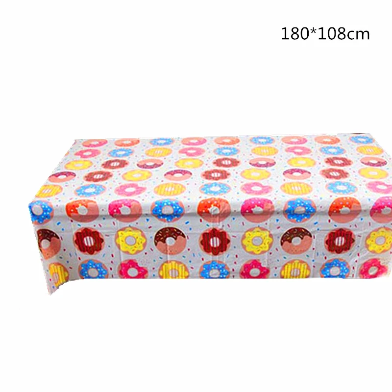 1pcs tablecloth Пончик тематические праздничные бумажные соломинки 10 шт. чай время пончики десерт для маленьких детей события День Рождения украшения питьевой соломы поставки - Цвет: 1pcs tablecloth