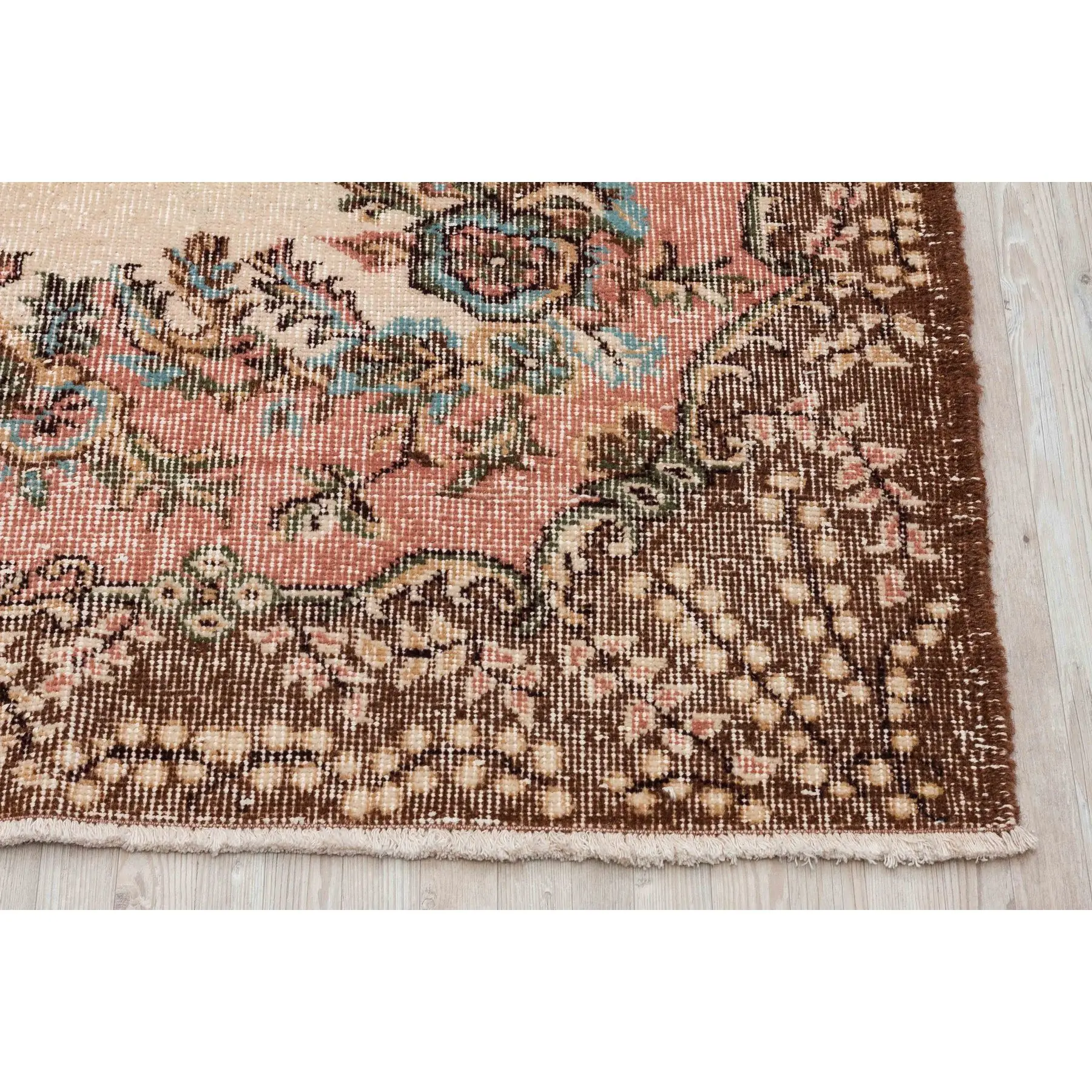 

Beige and Brown Handmade Rug, Small Size Rug, Floral Oushak Rug, Anatolian Rug 2512