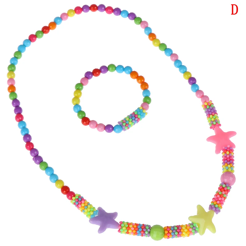 Juego de collar de cuentas para ni&ntilde;os, colorido, hecho a mano, 1 Juego-3
