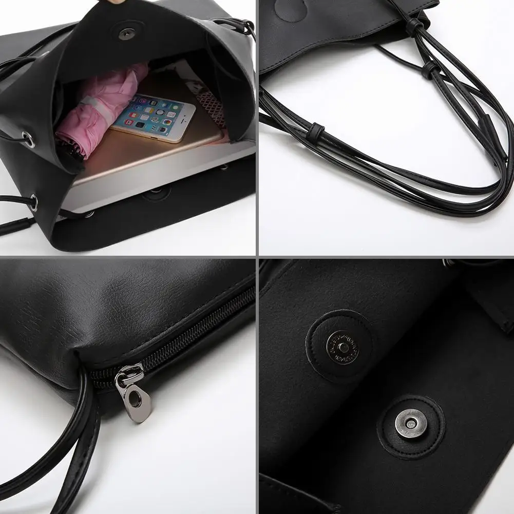 

2pcs/set Women Solid Clutch Large Handbag Fashion Ladies PU Leather Shoulder Messenger Bags for Ladies Tote Bags