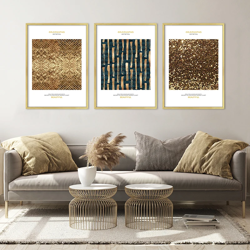 

Modern Abstract Geometry Golden Picture Poster Wall Art Canvas Painting Picture Nordic Poster Print Living Room Home Decor