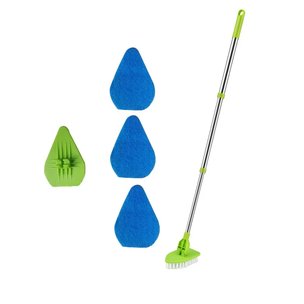 Scrub Brush With Handle Shower Floor Scrubber 2 In 1 Cleaning Brush Tub Tile Scrubber Sponge Adjustable Handle Wall Cleaner