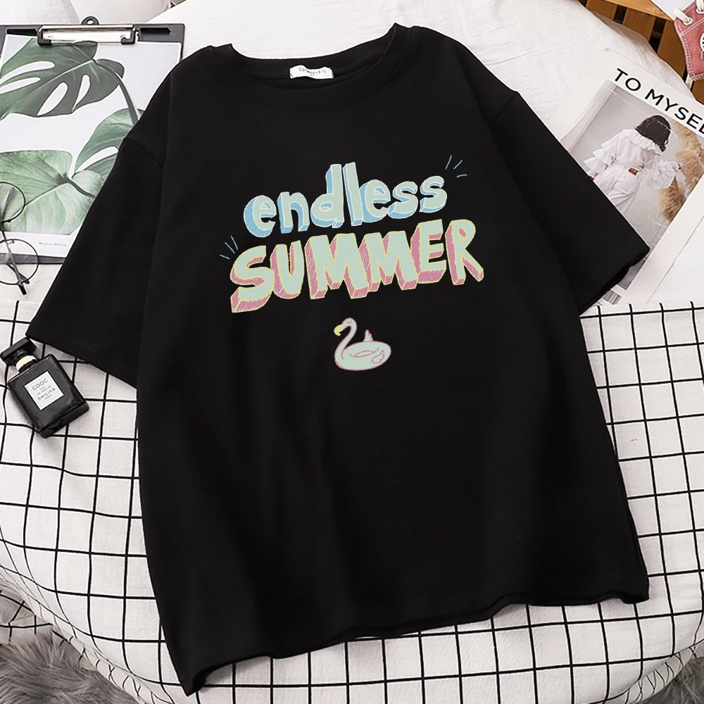 

Бесконечная летняя футболка с принтом, женская уличная футболка с круглым вырезом, Спортивная дышащая футболка, стильная женская футболка ...