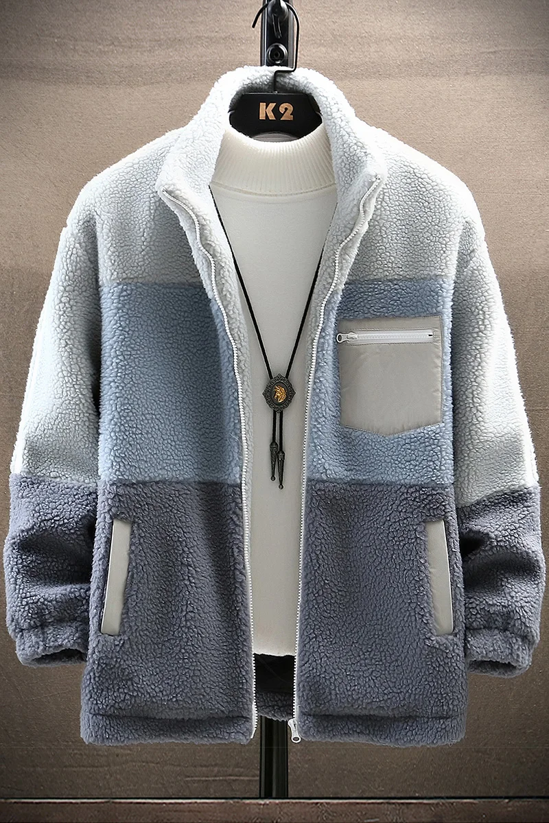 

Bomber Jacket Men Winter Thick Warm Fleece Teddy Coat for Mens SportWear Tracksuit Male Fluffy Fleece Coat