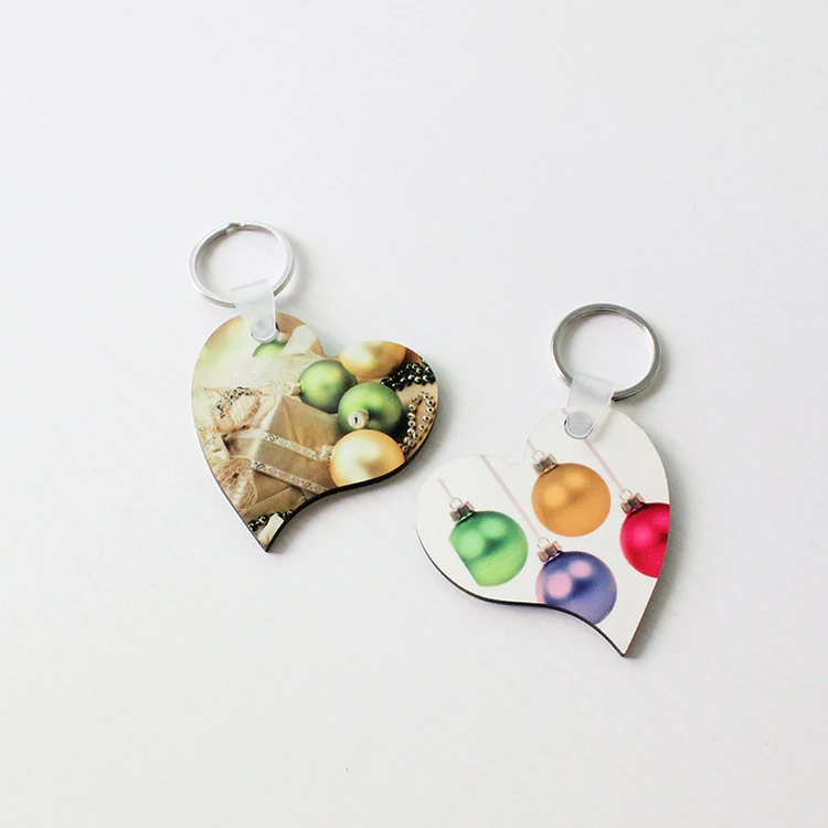 Сублимационные пустые Брелоки для ключей с двойным сердцем из МДФ брелок горячей