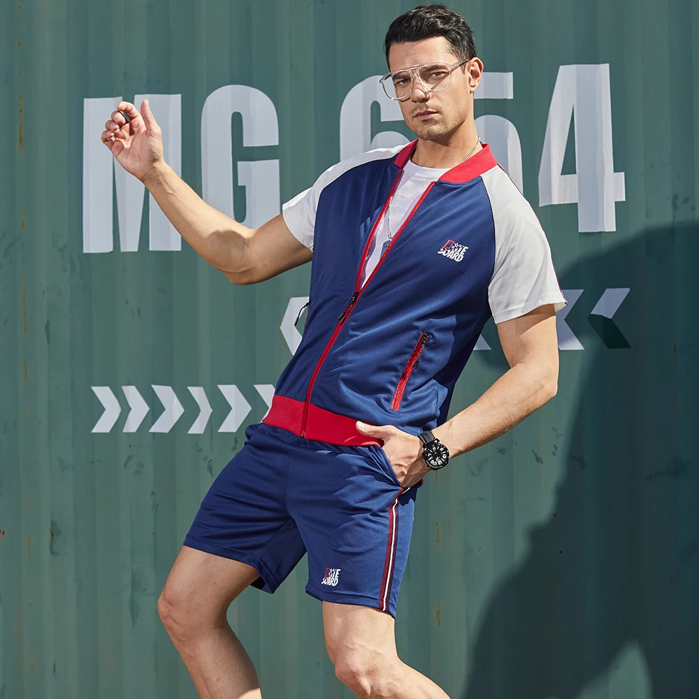 

Tracksuit Men Summer Two Piece Set US Size Fashion Men Outfit Set Jogger Sets Sweat Suit Men Top+Shorts Suit Shorts Sets Outwear