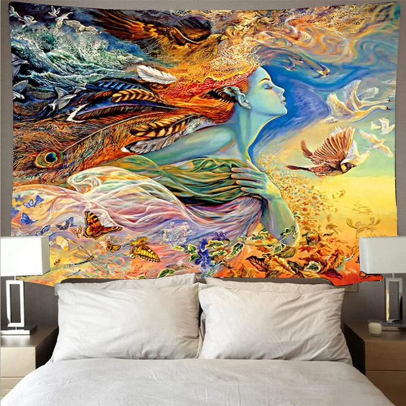 Nordic цветная юбка для девочки Стены психоделический гобелен спальня wall art