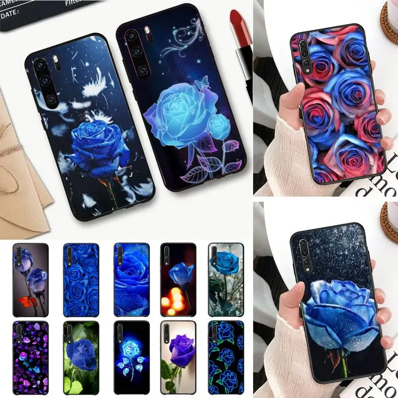 

Blue Rose aesthetic Phone Case For Huawei P20 P30 P9 P10 plus P8 P9 lite P20 pro P10 lite Back Coque for Y62019 NOVA3E Cover