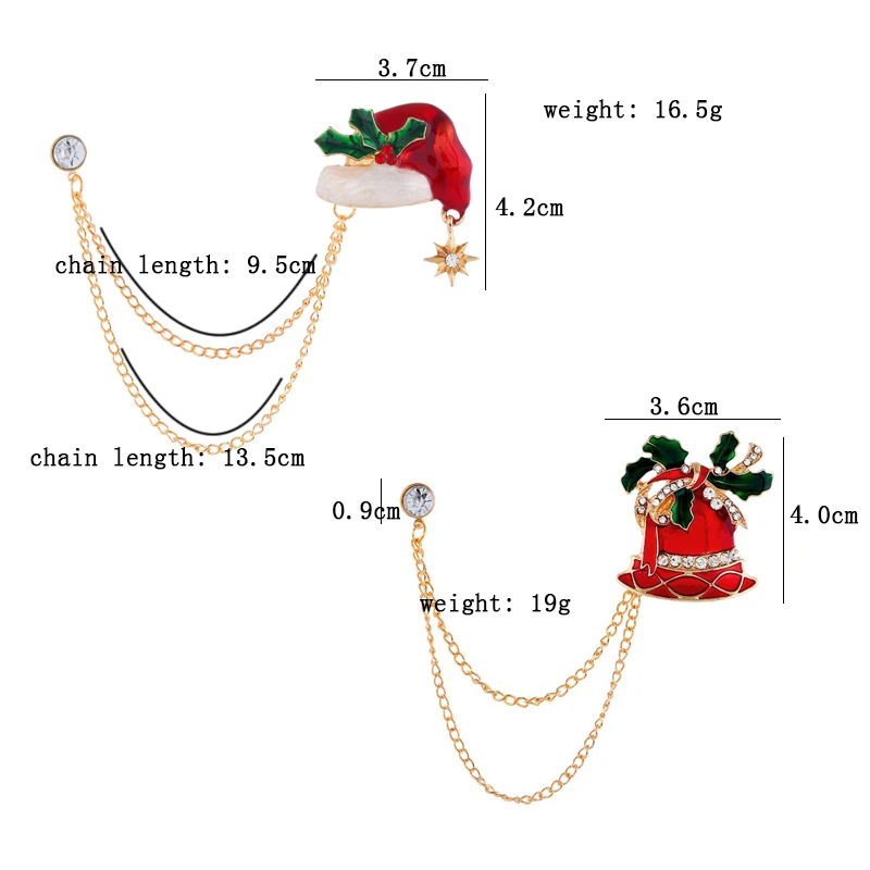 X'mas брошь на булавке цепь Санта Клауса Очаровательные Подвески рождественский