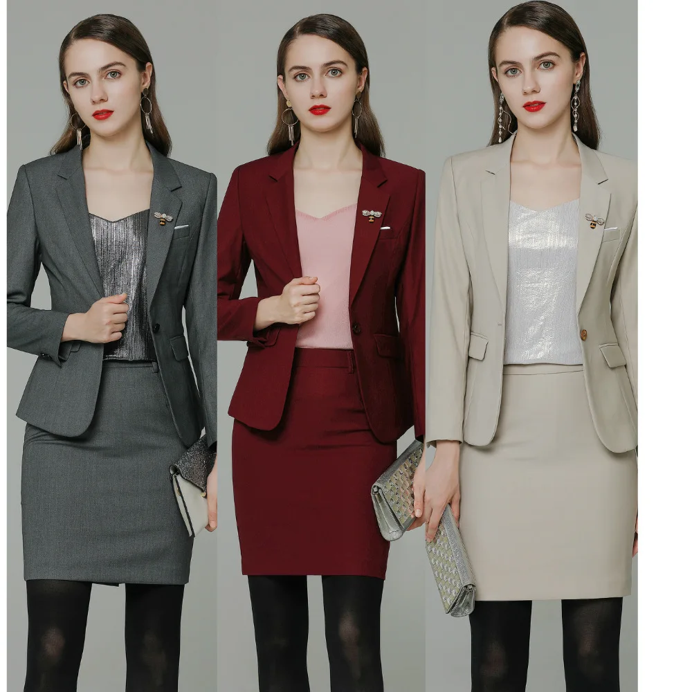 

women blazer and skirt set suit professional clothes for women 2peice skirt and blazer for women formal skirt suits for women