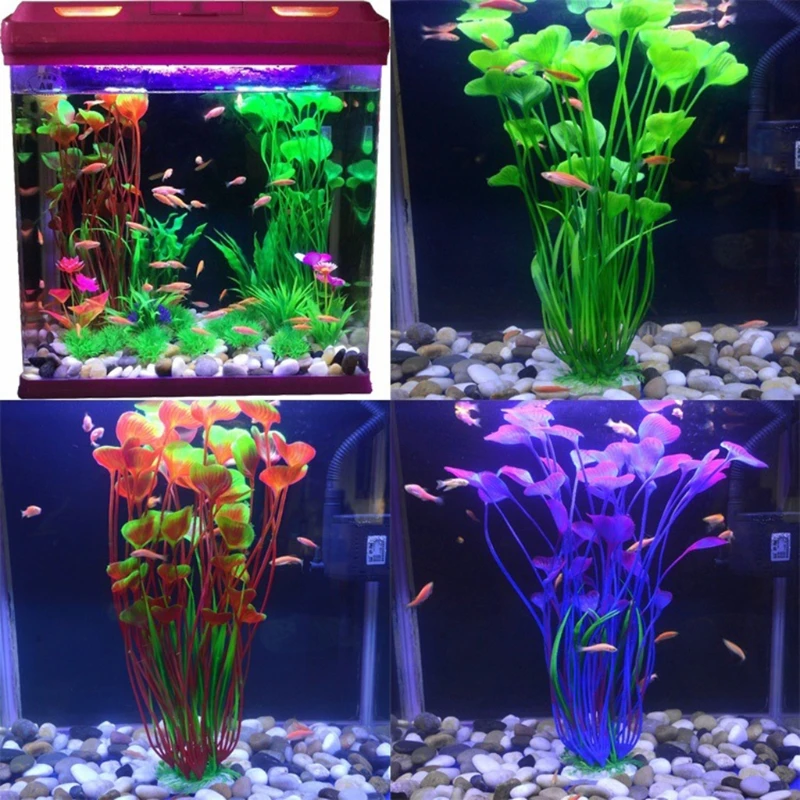 

2 Pcs Artificial Aquatic Plants Aquarium Dcor Set Plastic Plant Ornaments T21C