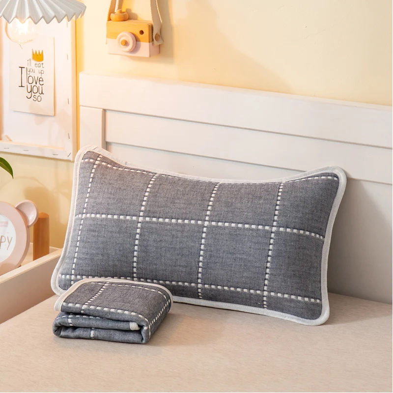 Простые серые 6 слойные газовые наволочки из 100% хлопка 2 шт. для маленьких девочек