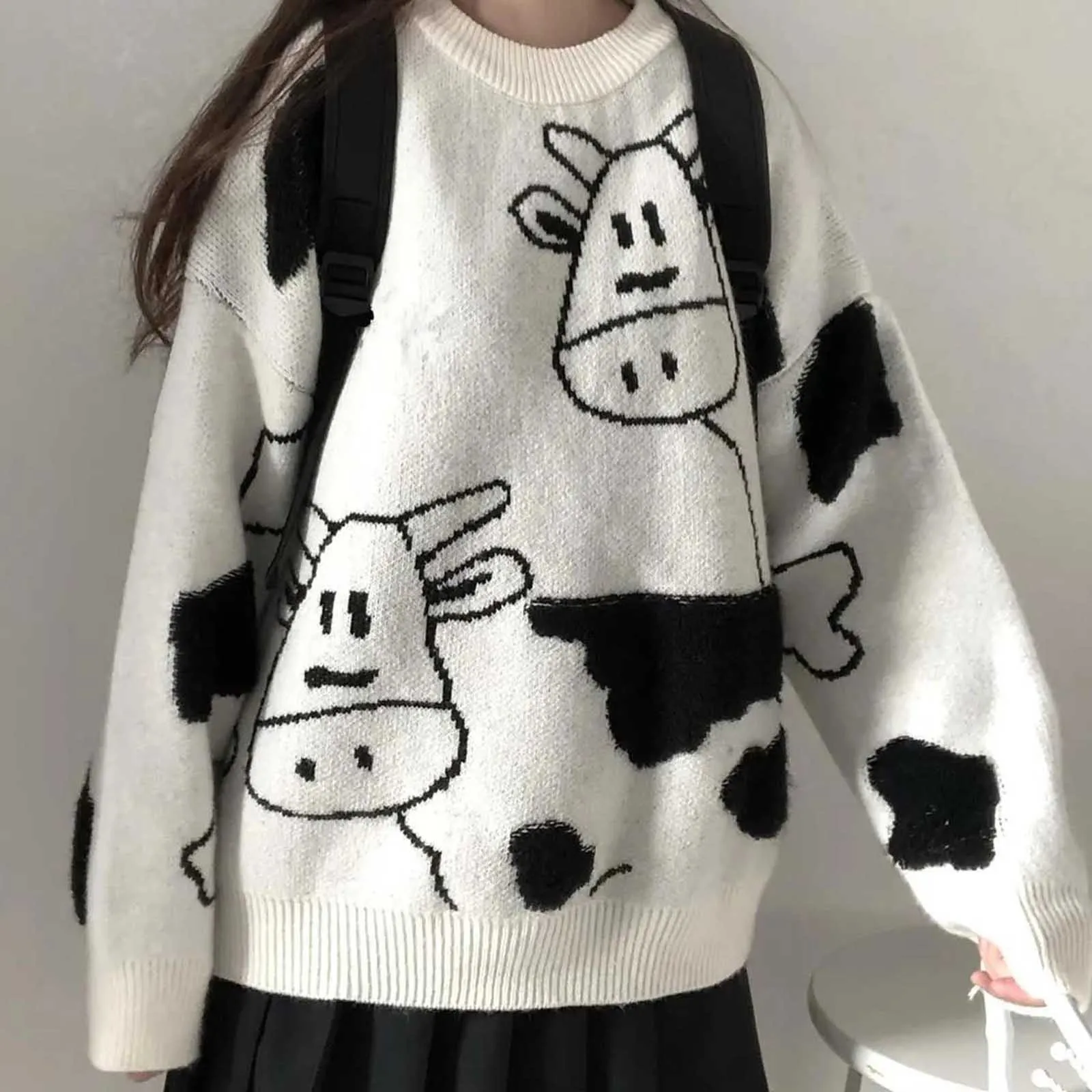 

Streetwear Large Size Sweater Casual Long Sleeve Loose Pullovers Tops Autumn Winter Women Clothing Sweaters Ladies Top кофта