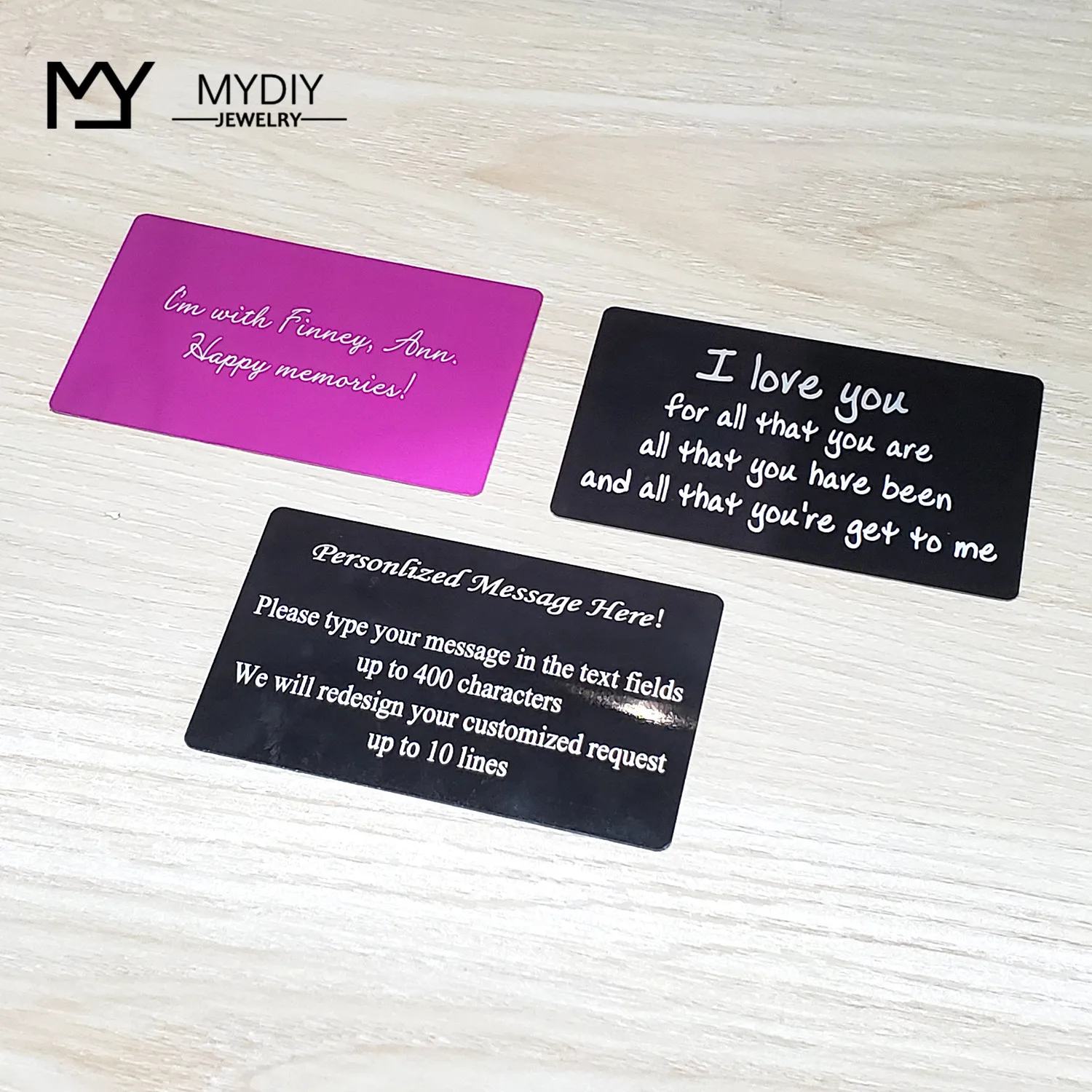 Стальной бумажник с гравировкой Любовная нота ваш почерк металлическая карточка