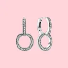 Женские серьги-кольца из серебра 925 пробы, с двойным кольцом