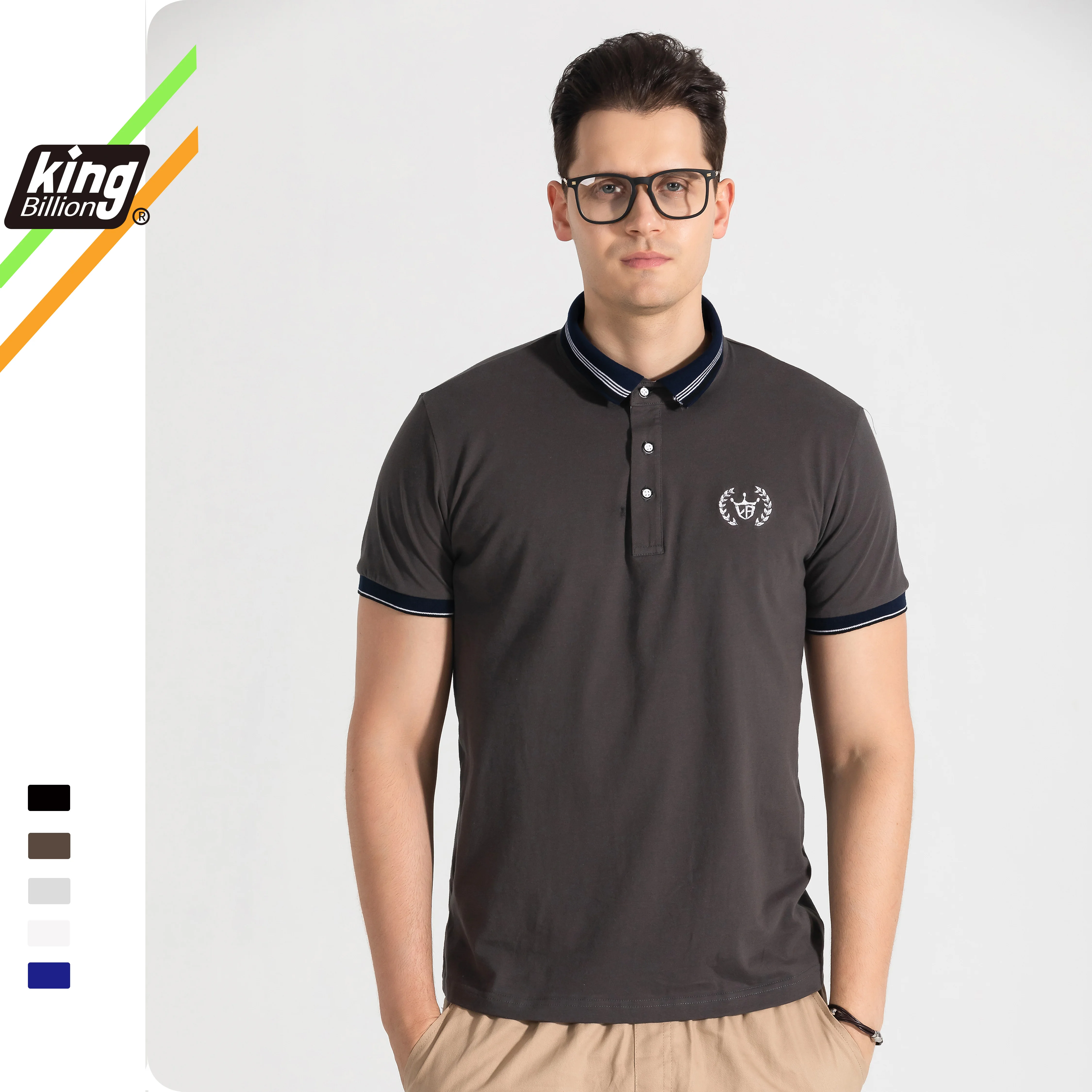 Мужская летняя рубашка поло из 100% хлопка King Billion Свободная Повседневная Базовая с