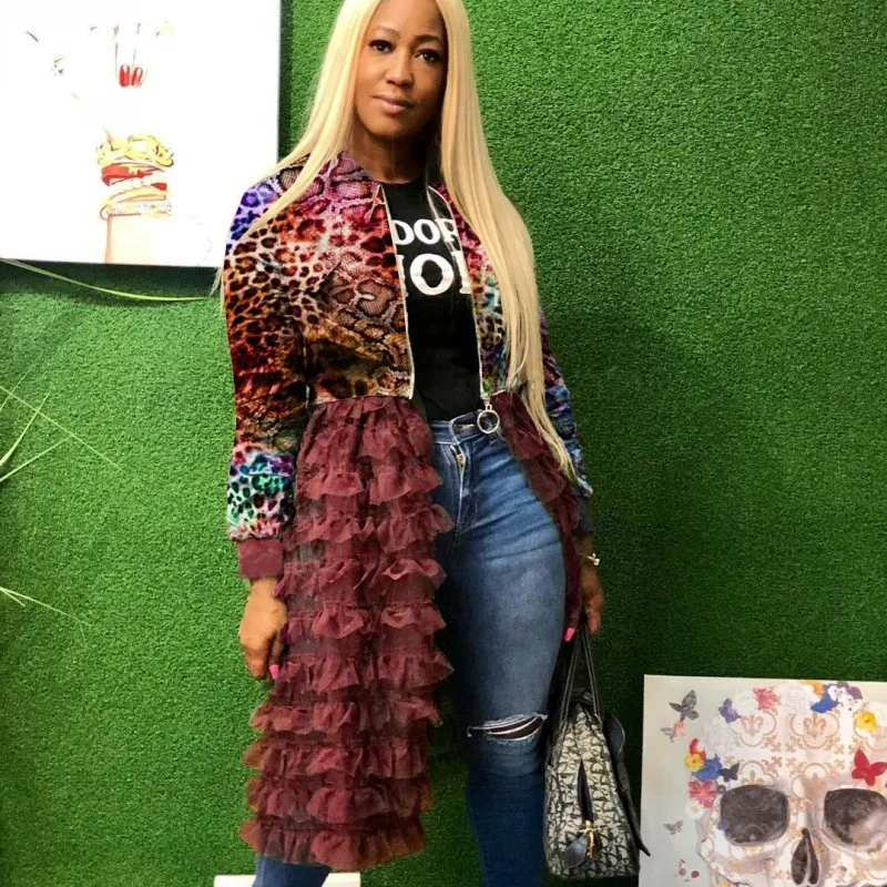 Африканская одежда женские сетчатые куртки 2020 модное пальто с круглым вырезом на