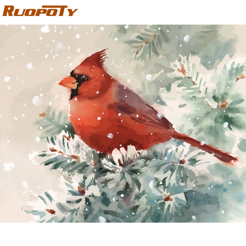 Ruopoty Рождественская фотография DIY живопись по комплекты номеров пейзаж современный расписанный вручную картина маслом для домашний декор произведение искусства 60x75 см