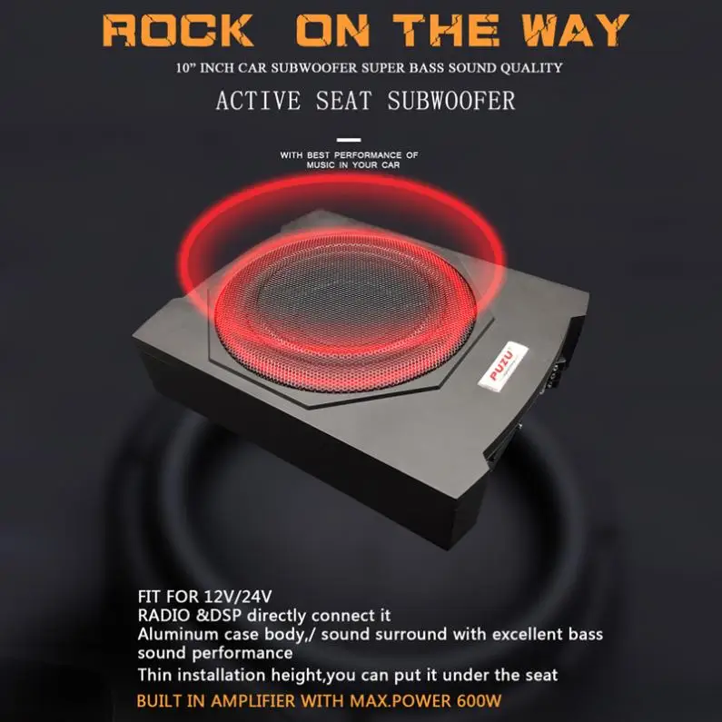 Универсальный литой алюминиевый фюзеляж тонкий 10 дюймов 600 Вт Тонкий под сиденье