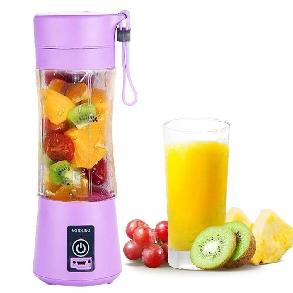 

380ML Electric Juicer Four Leaf Stainless Steel Blade Mini Household Kitchen Fruit Vegetable Blender USB Rechargeable Squeezer