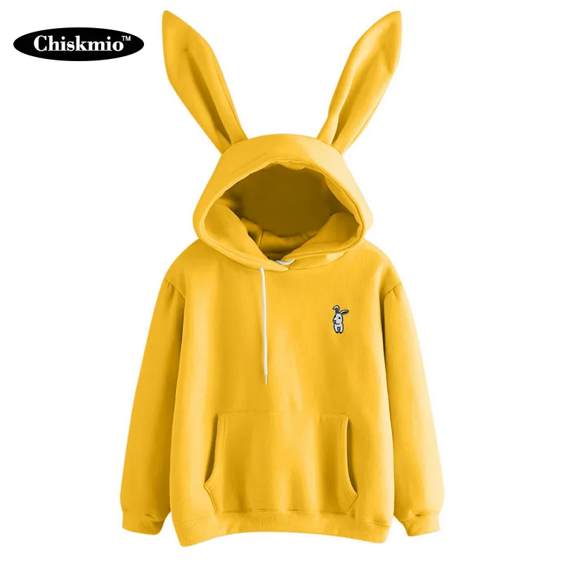 Женская толстовка с капюшоном милыми заячьими ушками Топ длинным рукавом и