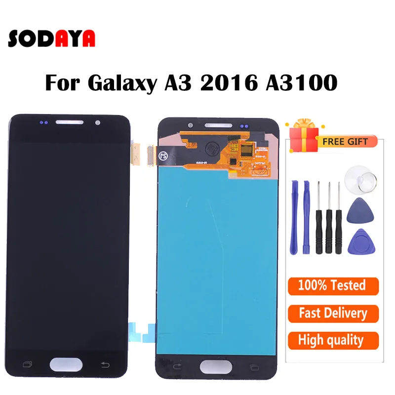 TFT для SAMSUNG GALAXY A3 2016 A3100 A310F SM-A310F ЖК-экран с кодирующий преобразователь сенсорного