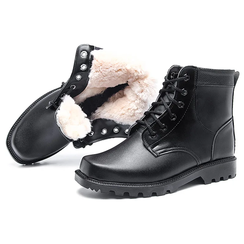 

2021 new winter plush thick men's military boots non-slip combat boots Martin boots warm men's leather boots