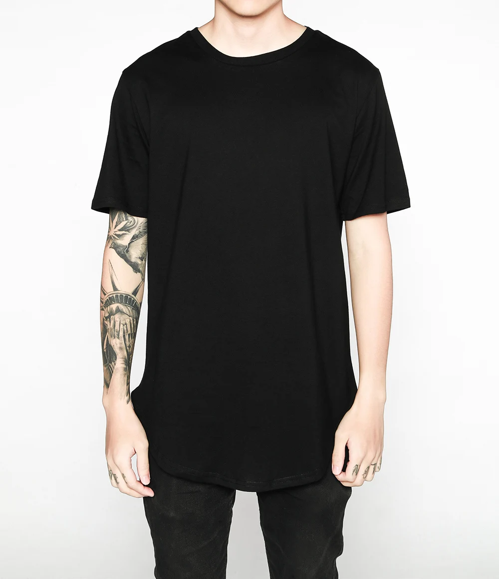 Хип Хоп Футболка мужская городская удлиненная изогнутая футболка простая