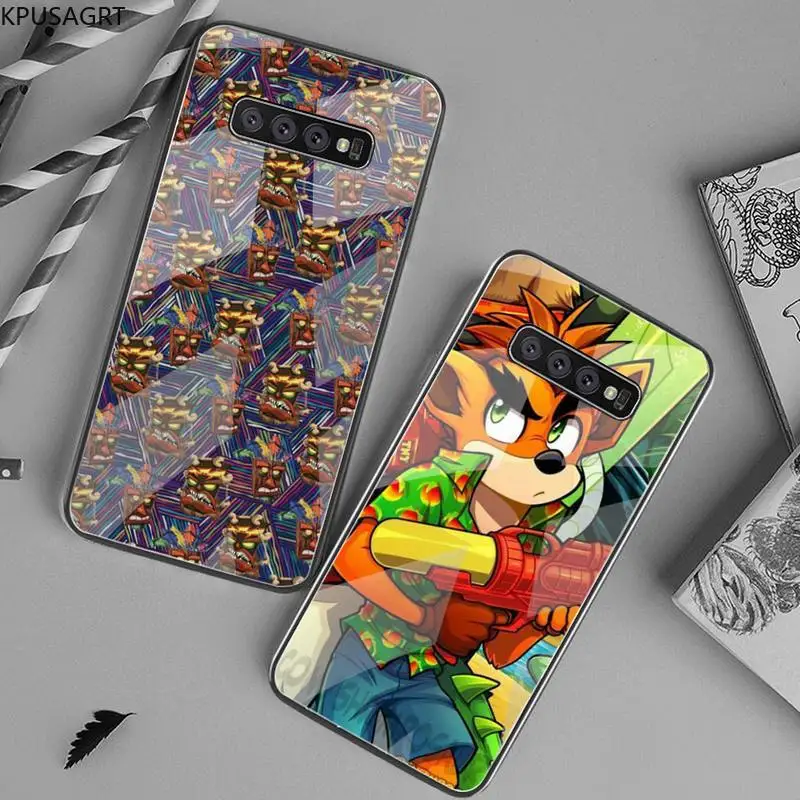 

KPUSAGRT Crash Bandicoot Phone Case Tempered Glass For Samsung S20 Plus S7 S8 S9 S10 Plus Note 8 9 10 Plus