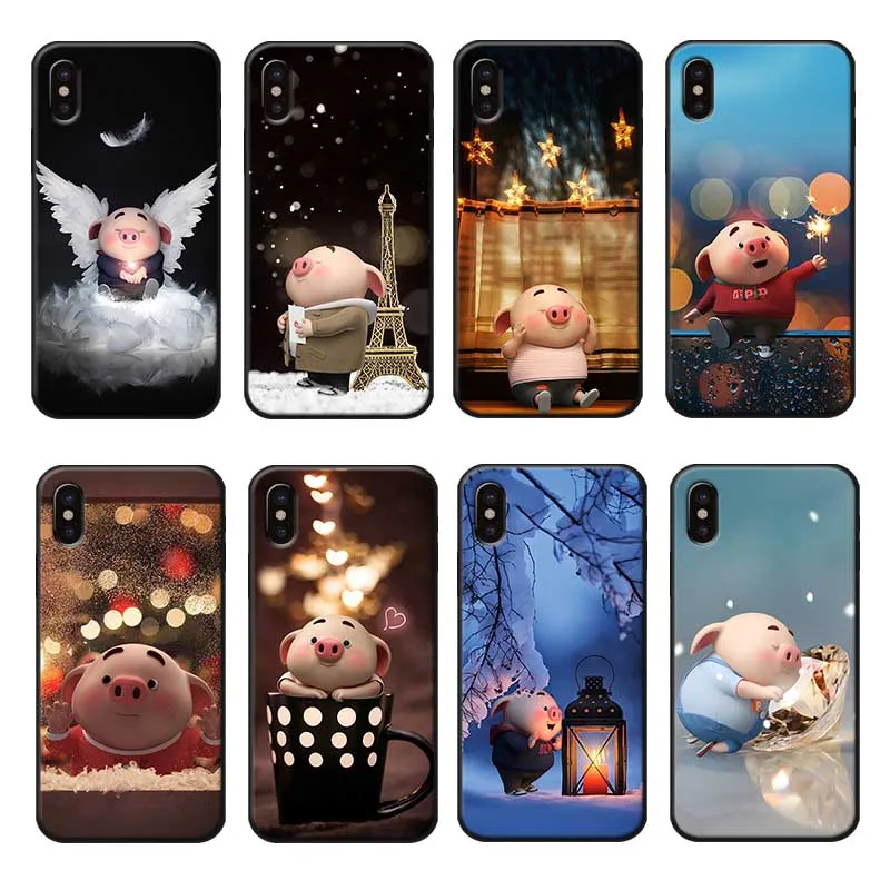 For iPhone X XS MAX XR 7 8 6 6S plus 5S SE Clear Soft Silicone Phone Case funny cute Piggy fart |