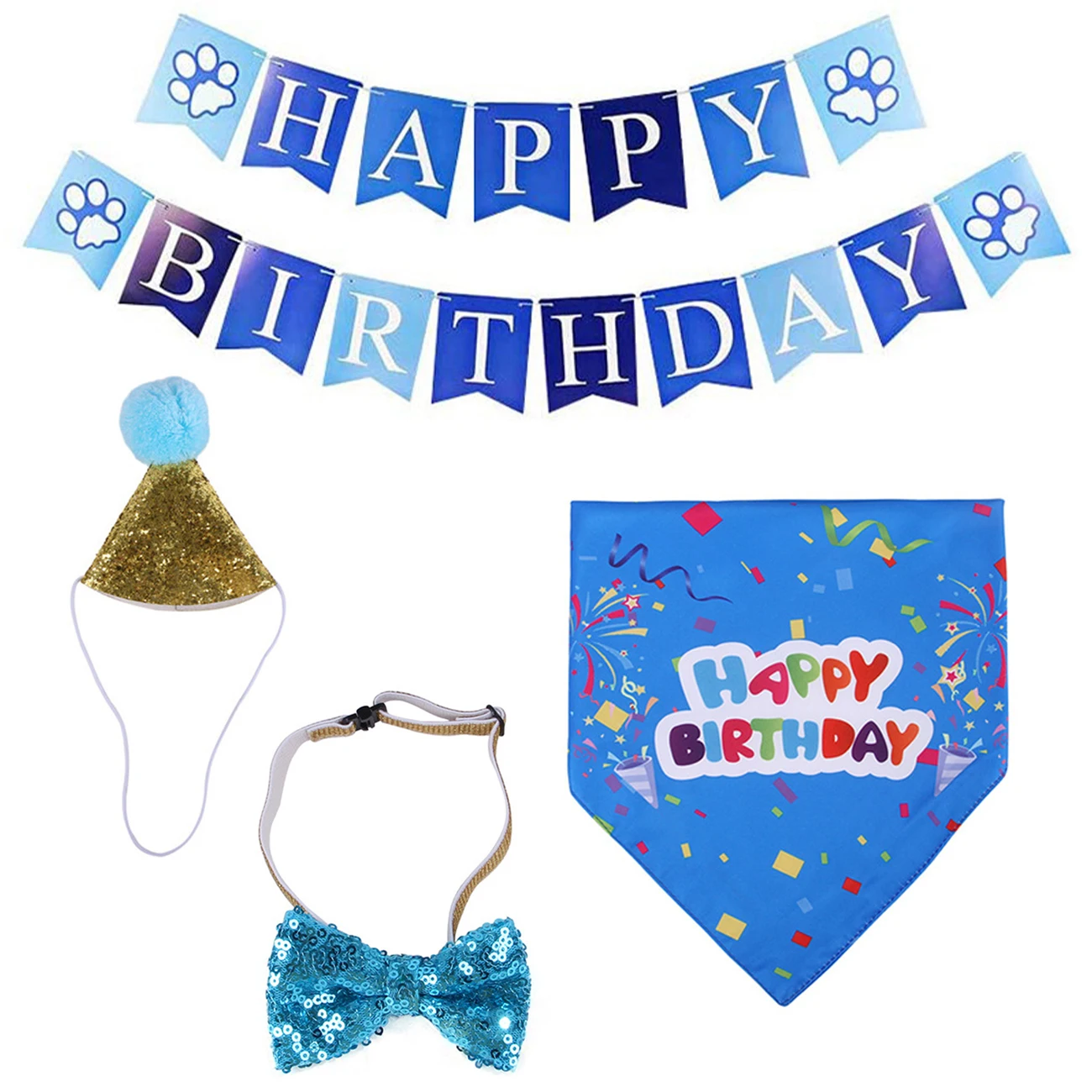 

Cute Handmade Adjustable Pet Birthday Party Decor Cat Dog Scarf Hat Collar Banner Accessories For DIY Pet Party Supplies