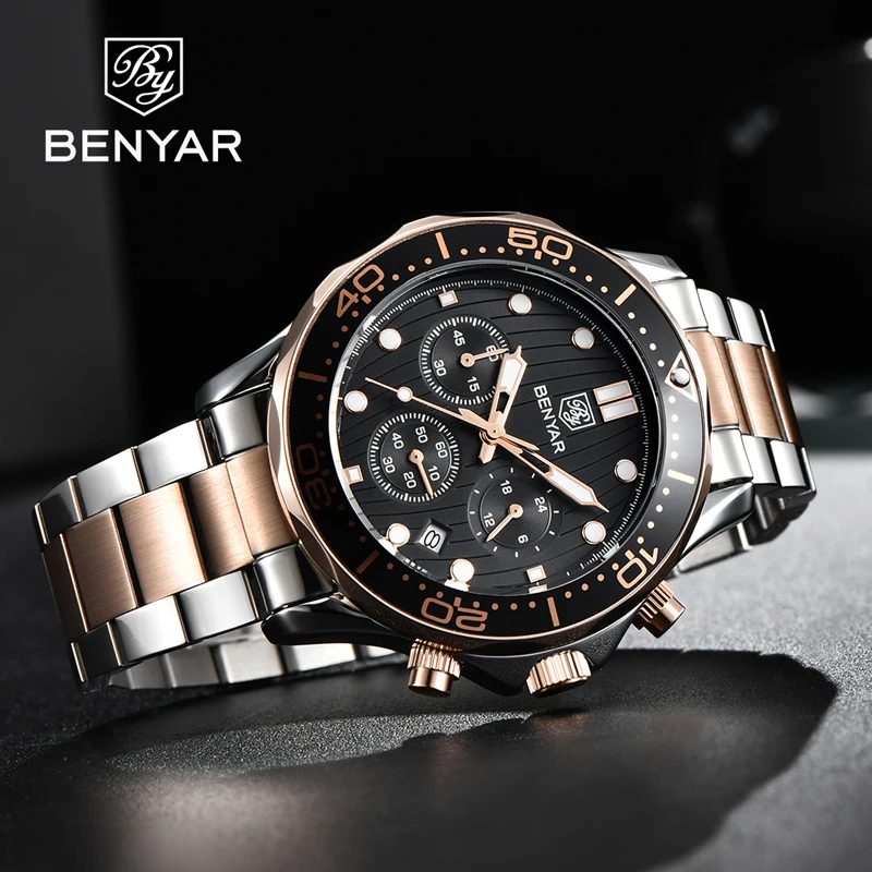 BENYAR Men Watches 2020 Luxury Sport Watches For Men Quartz Wristwatch Top Brand Waterproof Chronograph Watch relogio masculino