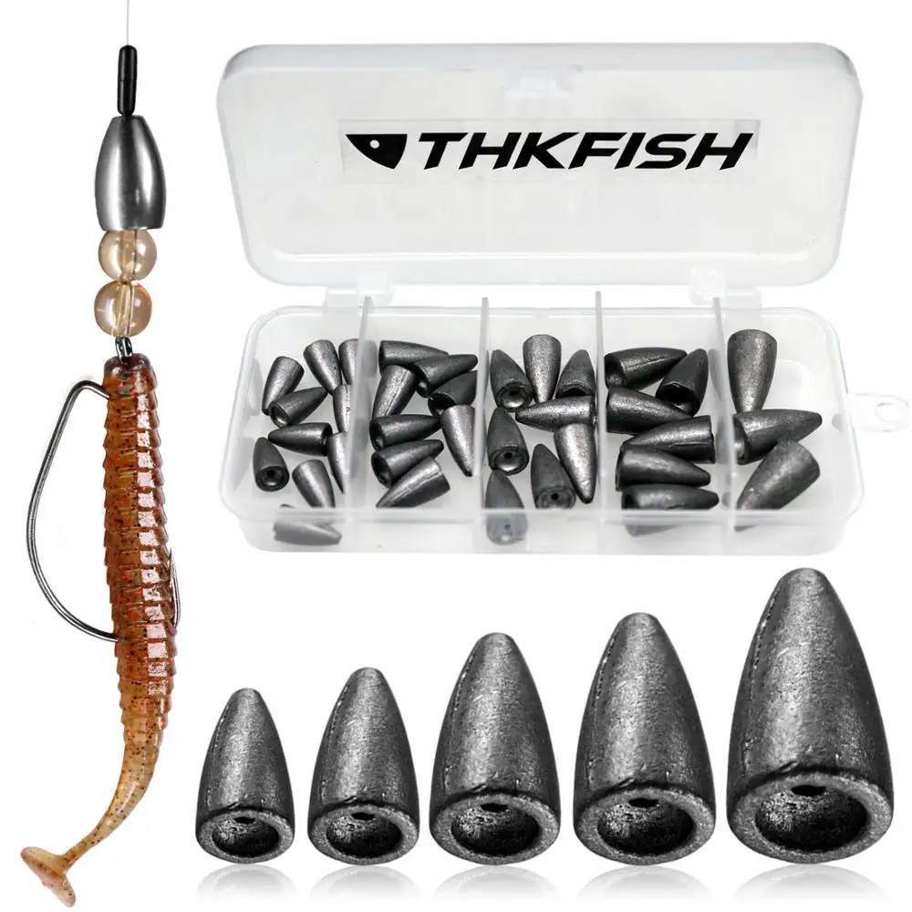 

35pcs/box Fishing Lead Sinkers Bullet Shape Fishing Sinker Weights Casting Sinker Weight Fishing Accessories 3.5g 5g 7g 10g 14g