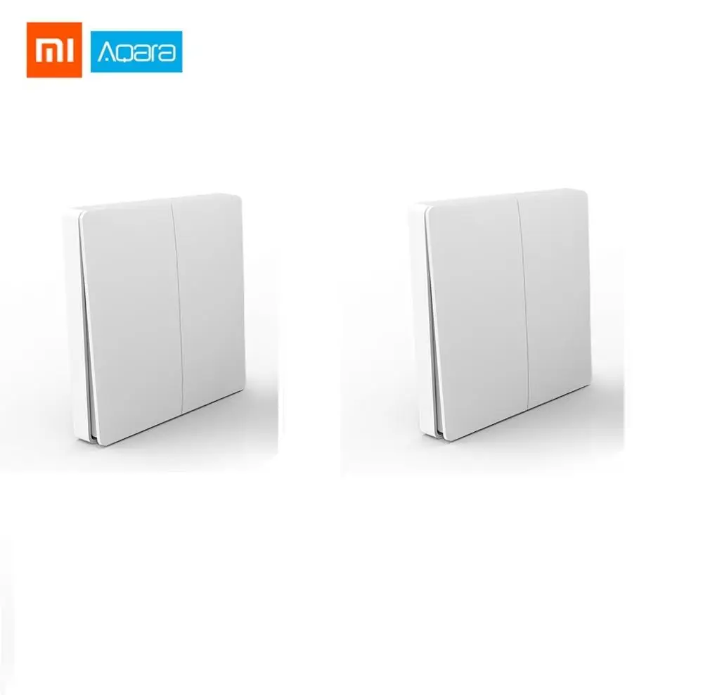2 pcs Double Key Xiao mi Aqara, умный переключатель, светильник, дистанционное управление, ZiGBee, wifi, беспроводной ключ, настенный переключатель, работает с mi jia mi Aqara, приложение для дома - Цвет: 2 pcs Double Key
