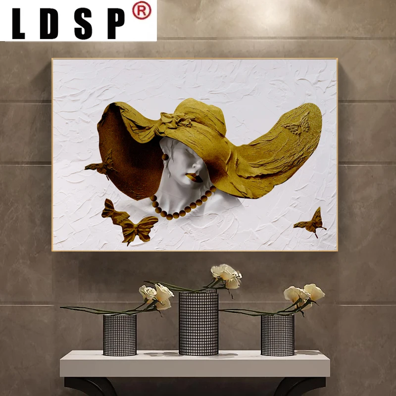 Живопись на холсте LDSP абстрактная женская шляпа плакат искусства на стену для гостиной, дивана, статуэтки, плакаты и печати для домашнего декора.